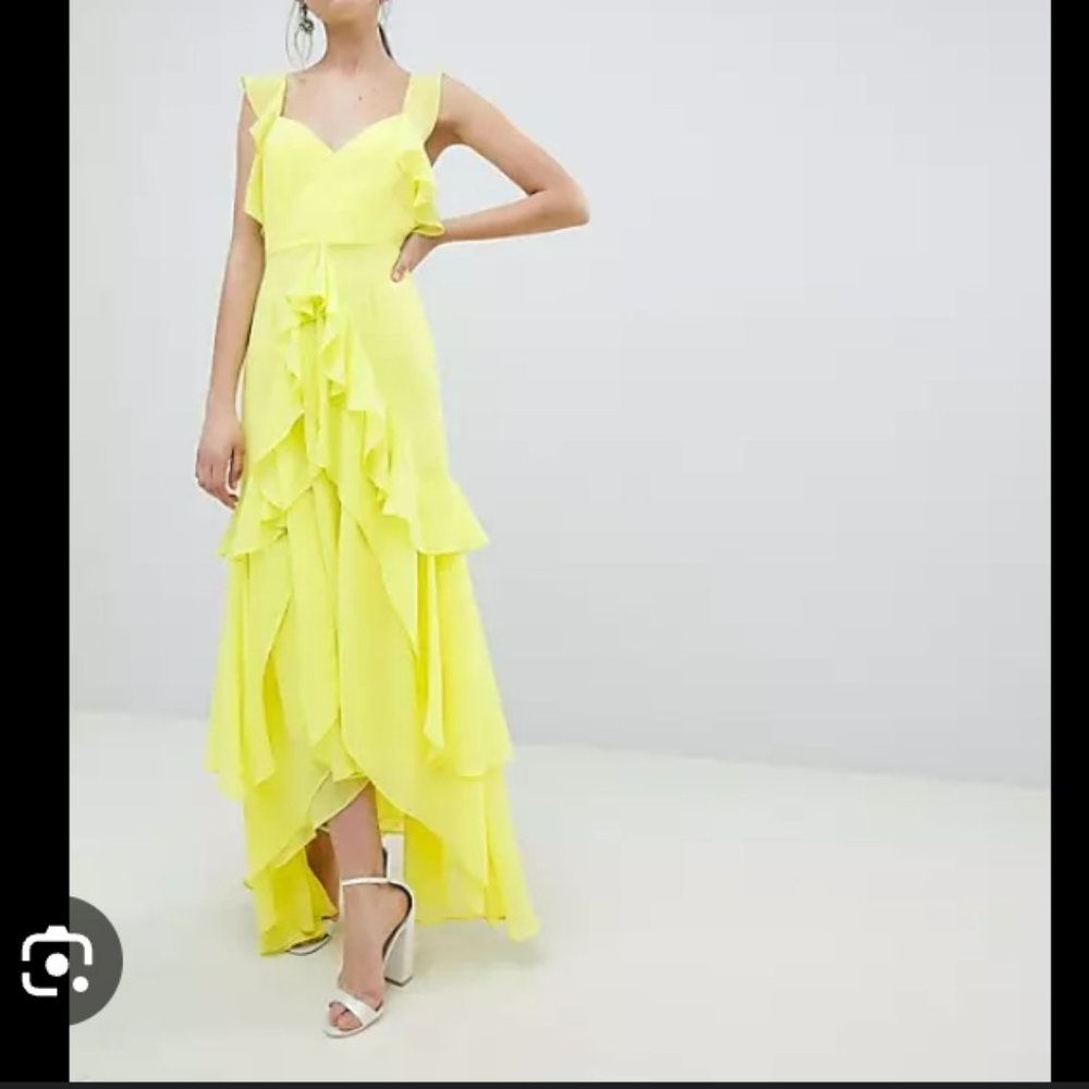 Yellow Tall Ruffle Maxi Dress - Picture 2 of 6